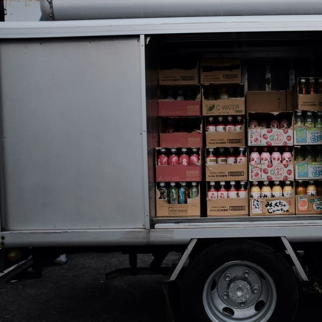 Delivery truck loaded with beverage cases
